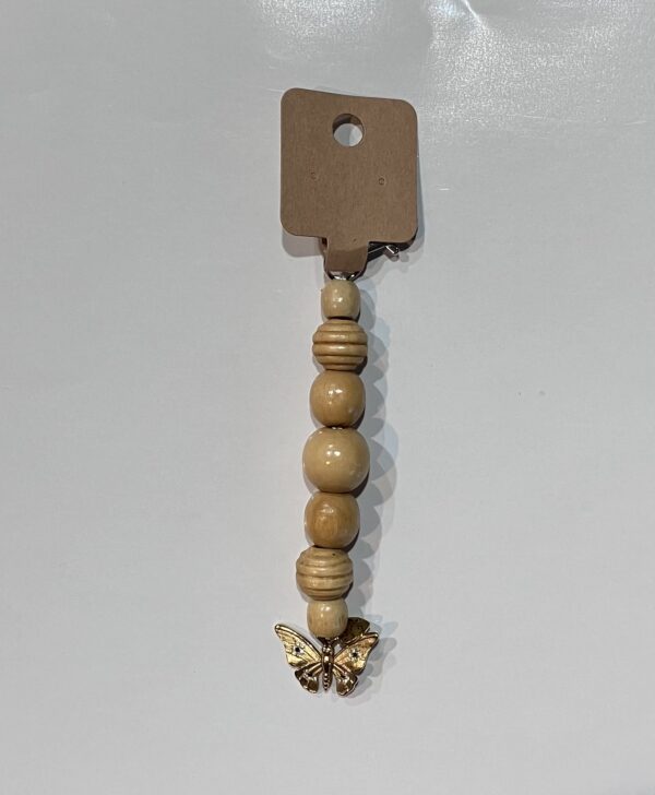 Beaded Keychains with Gold Butterfly Charm - Rearview Mirror, Keys, Purse, Diaper-bag, Backpack Dangle-1OAKG