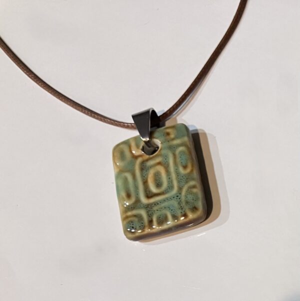 Honey and Mint Green Porcelain Pendant Necklace, 1OAKG