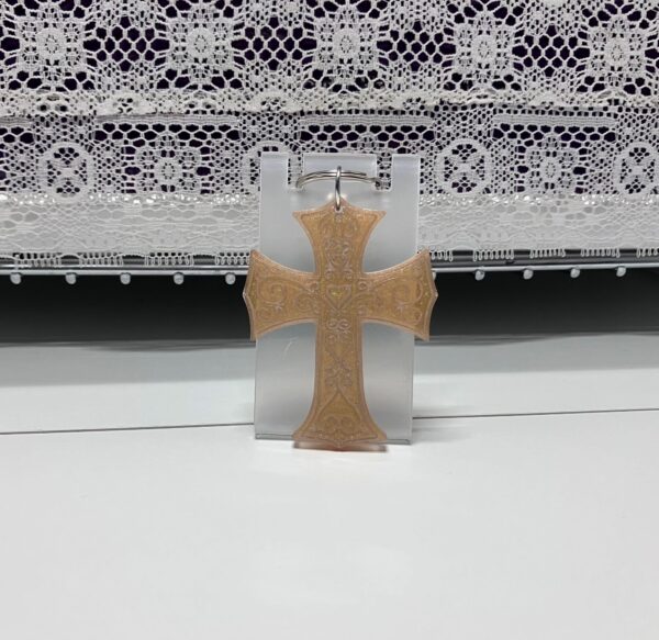 Embossed Gold Resin Cross Keychain, 1OAKG