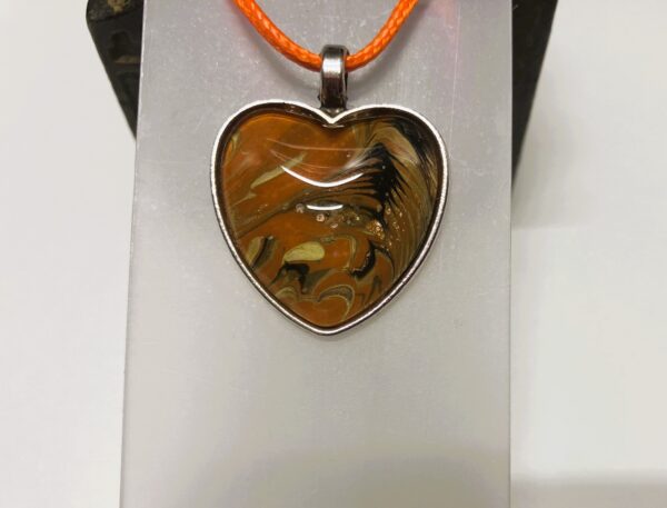 Gold Spatters with Creatures Fluid Art Pendant Necklace, 1OAKG