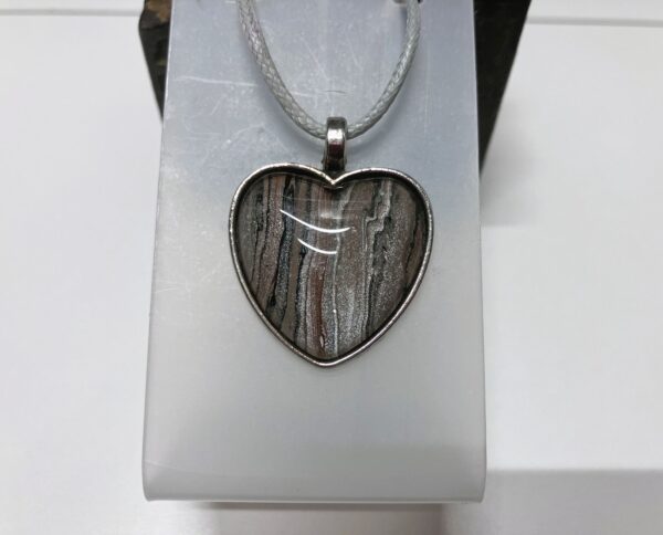 Metallic Earth-Tones Fluid Art Pendant Necklace, 1OAKG