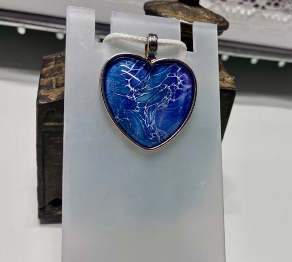 Blue Dragon Webbing Fluid Art Pendant Necklace, 1OAKG