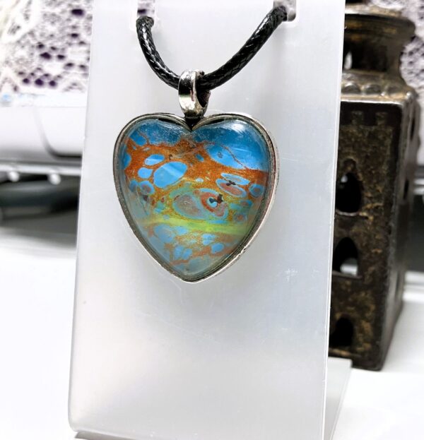 Distant Space Birds Fluid Art Pendant Necklace, 1OAKG