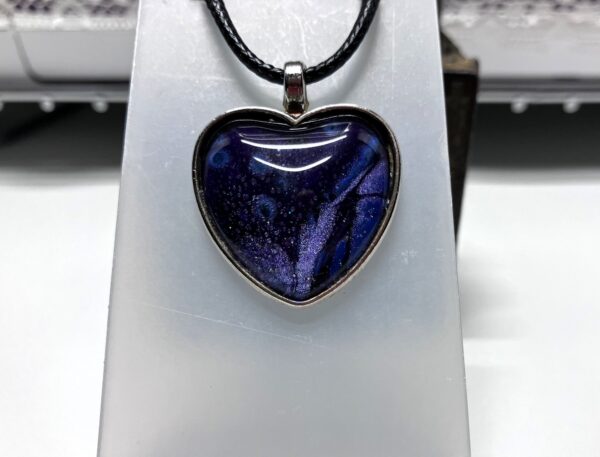 Dark Glistening Cosmos Fluid Art Pendant Necklace, 1OAKG