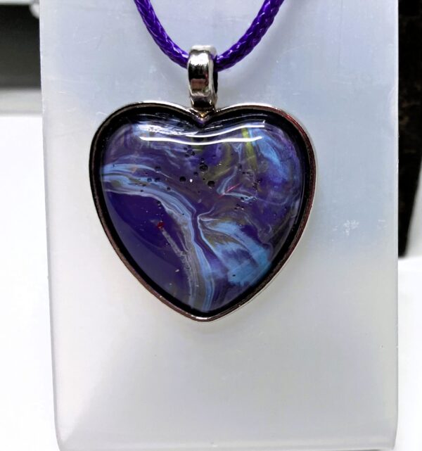 Freckled Space Kitty Fluid Art Pendant Necklace, 1OAKG