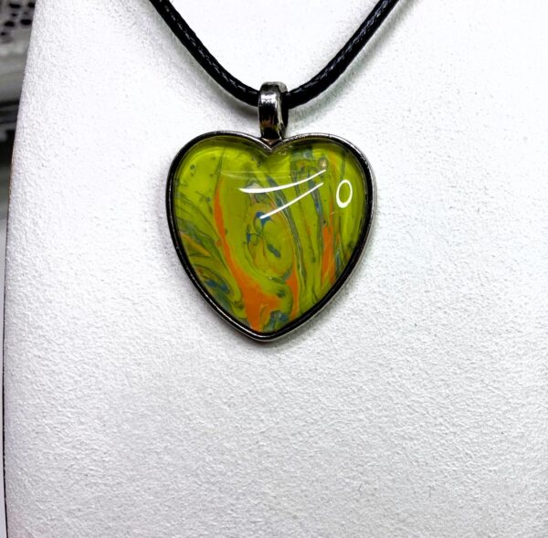 Florescent Angel Fish Fluid Art Pendant Necklace, 1OAKG