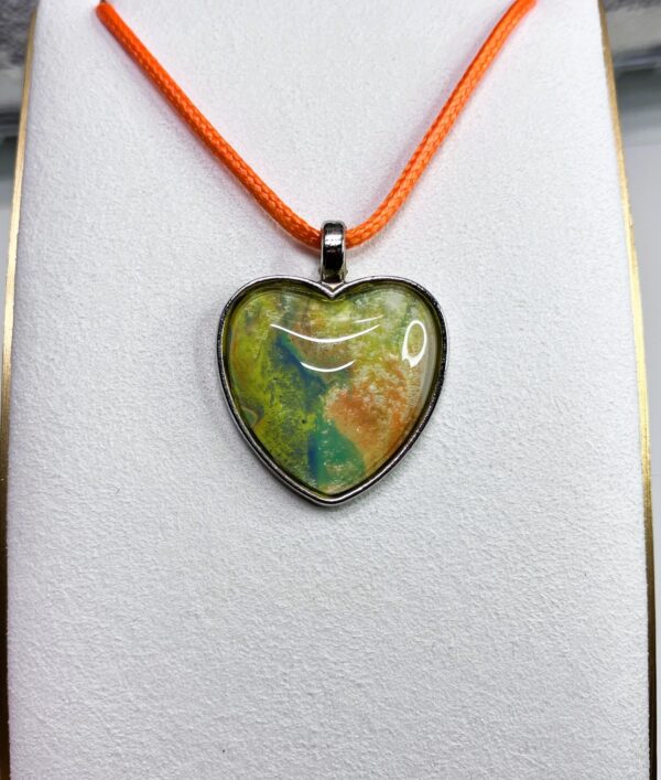 River Flowing Through Colorful Trees Fluid Art Pendant Necklace, 1OAKG