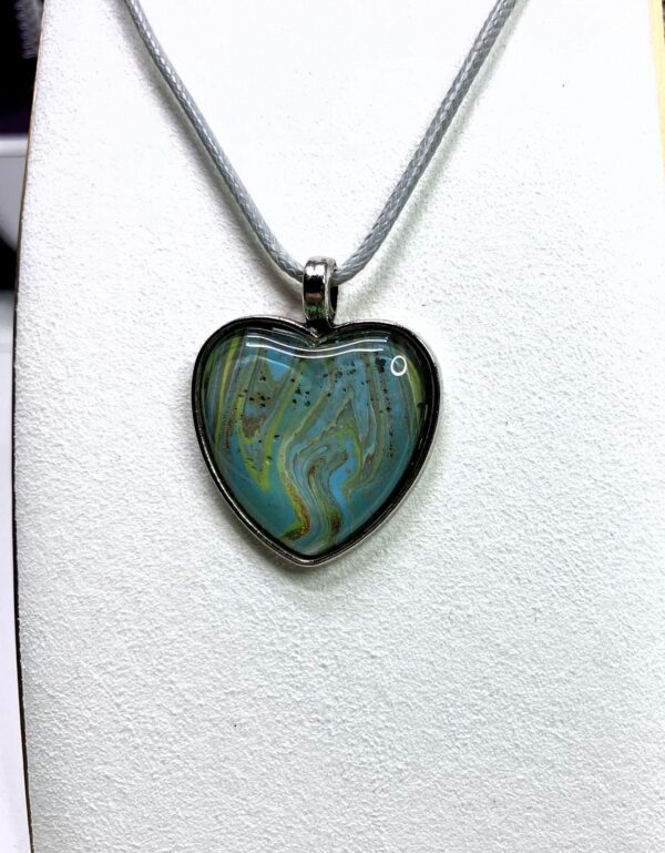 Tiny Craters On Planet Fluid Art Pendant Necklace, 1OAKG