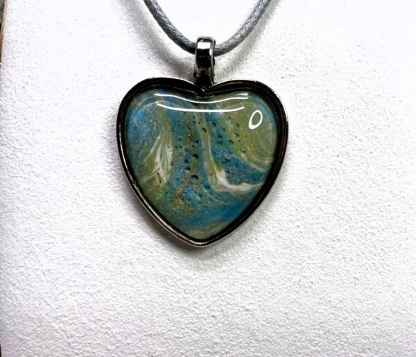 Beach Bubbles Fluid Art Pendant Necklace, 1OAKG