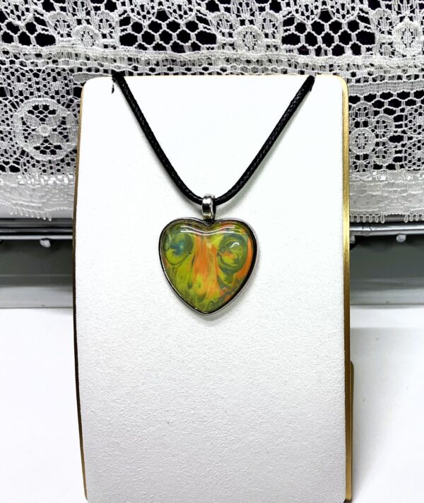 Abstract Pray Mantis Fluid Art Pendant Necklace, 1OAKG