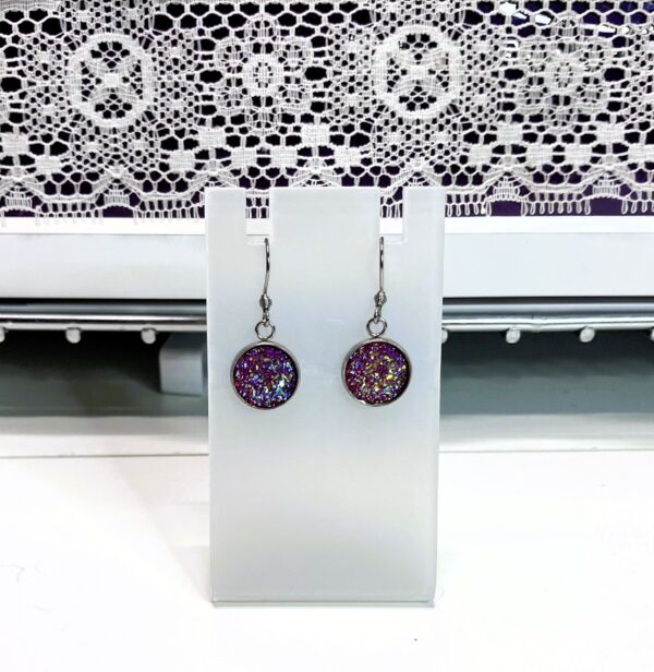 Fuchsia Druzy Dangle Earrings