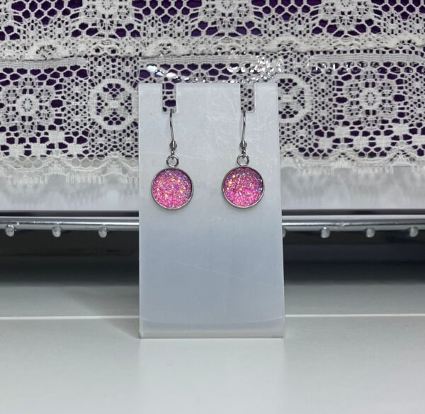Pink Crystal Druzy Dangle Earrings