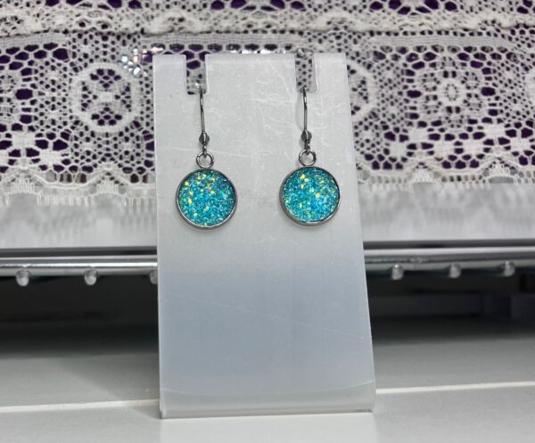 Aqua-Turquoise Druzy Dangle Earrings