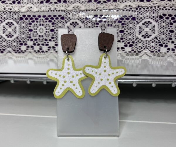 Starfish Wood Post Dangle Earrings, 1OAKG