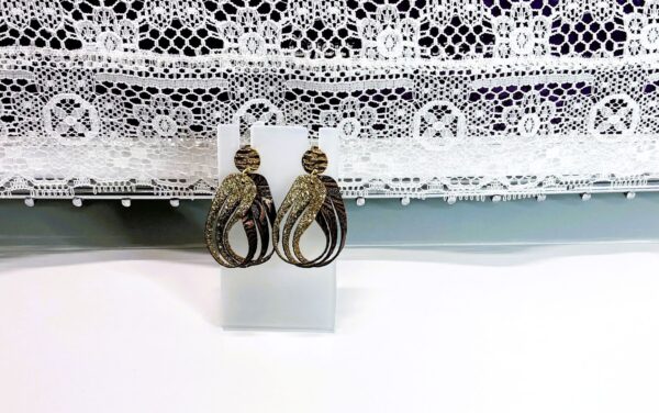 Twisted Gold and Brown FL with Gold Post Dangle Earrings, 1OAKG