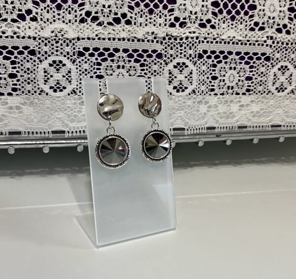 Chaton, Crystal Passions Hematite Rivoli Post Dangle Earrings