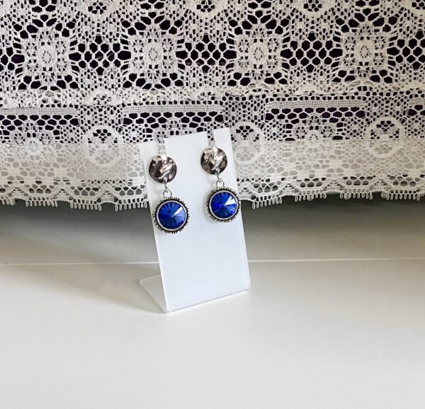 Chaton, Swarovski Crystal Passions Sapphire Rivoli Post Dangle Earrings