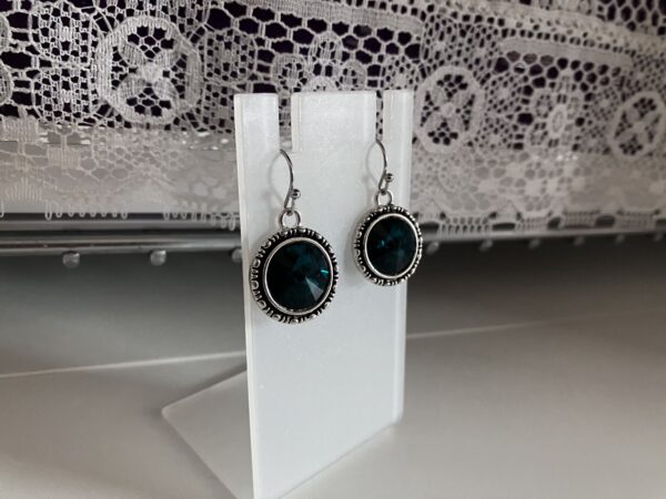 Chaton, Swarovski Crystal Passions Emerald Rivoli Dangle Earrings