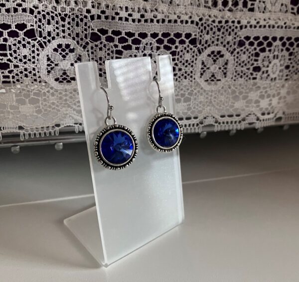 Chaton, Swarovski Crystal Passions Sapphire Rivoli Dangle Earrings