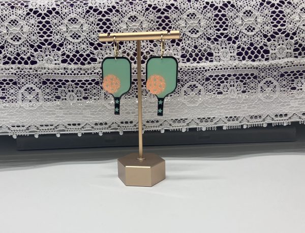Pickle-ball Paddle and Ball Dangle Earrings#3 - 1OAKG