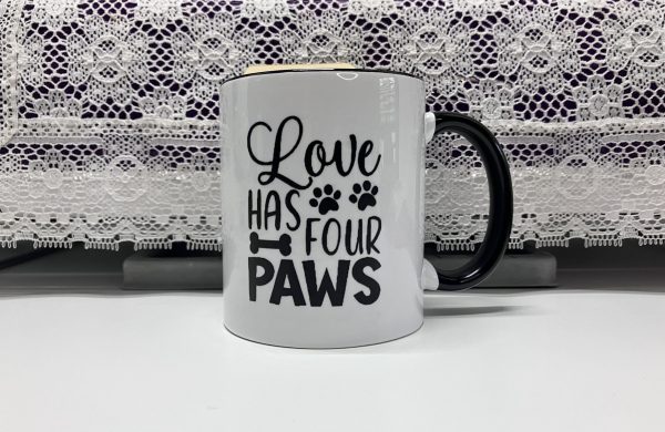 Love Has 4 Paws, 2-Tone Coffee Mug, 11oz