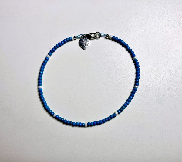 Beachy Beaded Boho Anklet, Turquoise & Pearl - 1OAKG