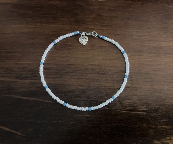 Beachy Beaded Boho Anklet, Pearl & Turquoise - 1OAKG