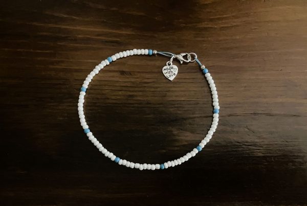 Beachy Beaded Boho Anklet, Pearl & Turquoise - 1OAKG